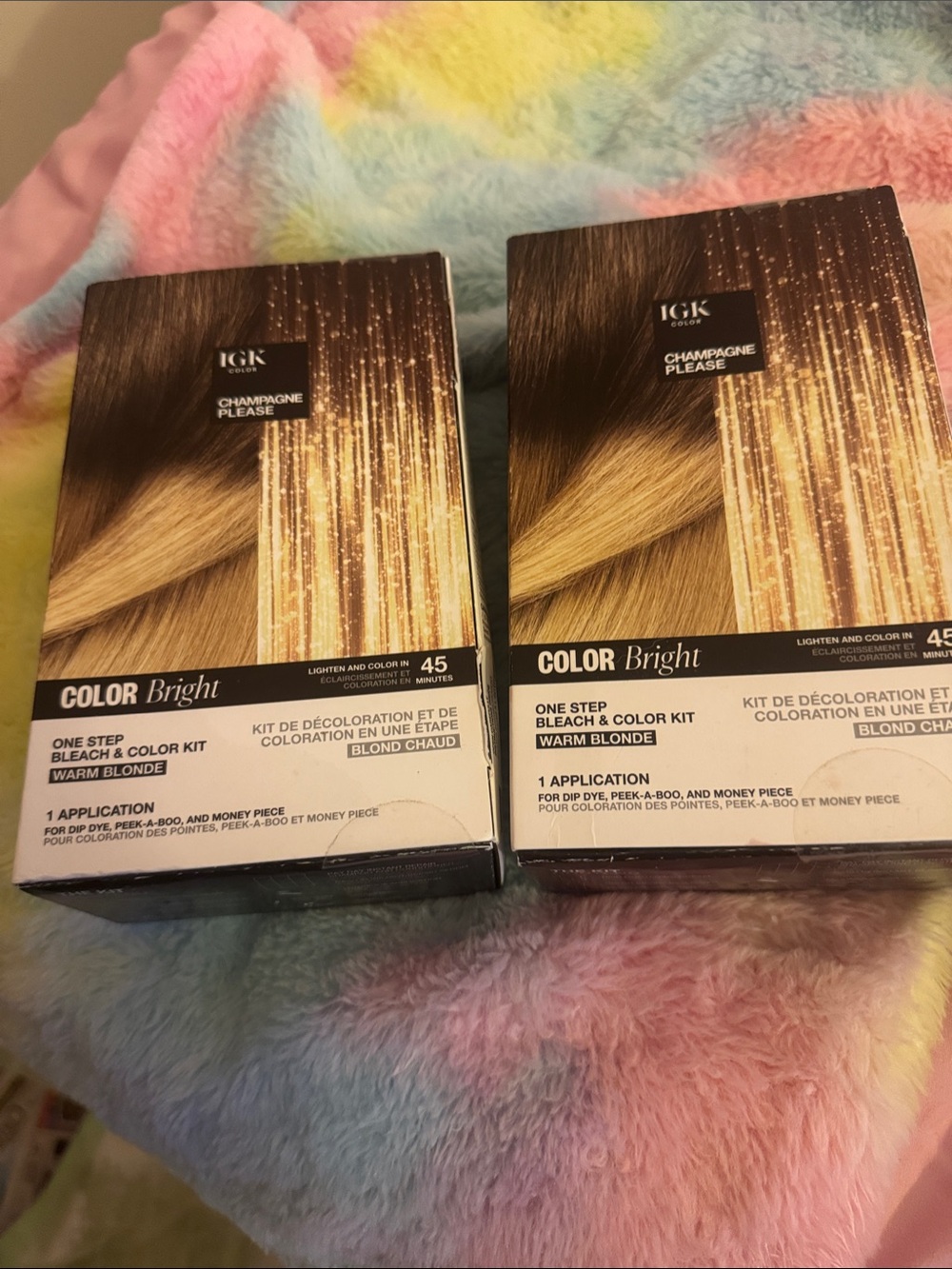 IGK Champagne Please Color Bright One Step Bleach & Color Kit. Bundle of (2) NWT